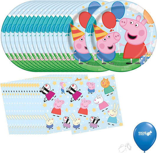 Peppa Pig Birthday Party Supplies Bundle | Peppa Pig Party Tableware | Peppa Pig Decorations | Peppa Pig Balloons