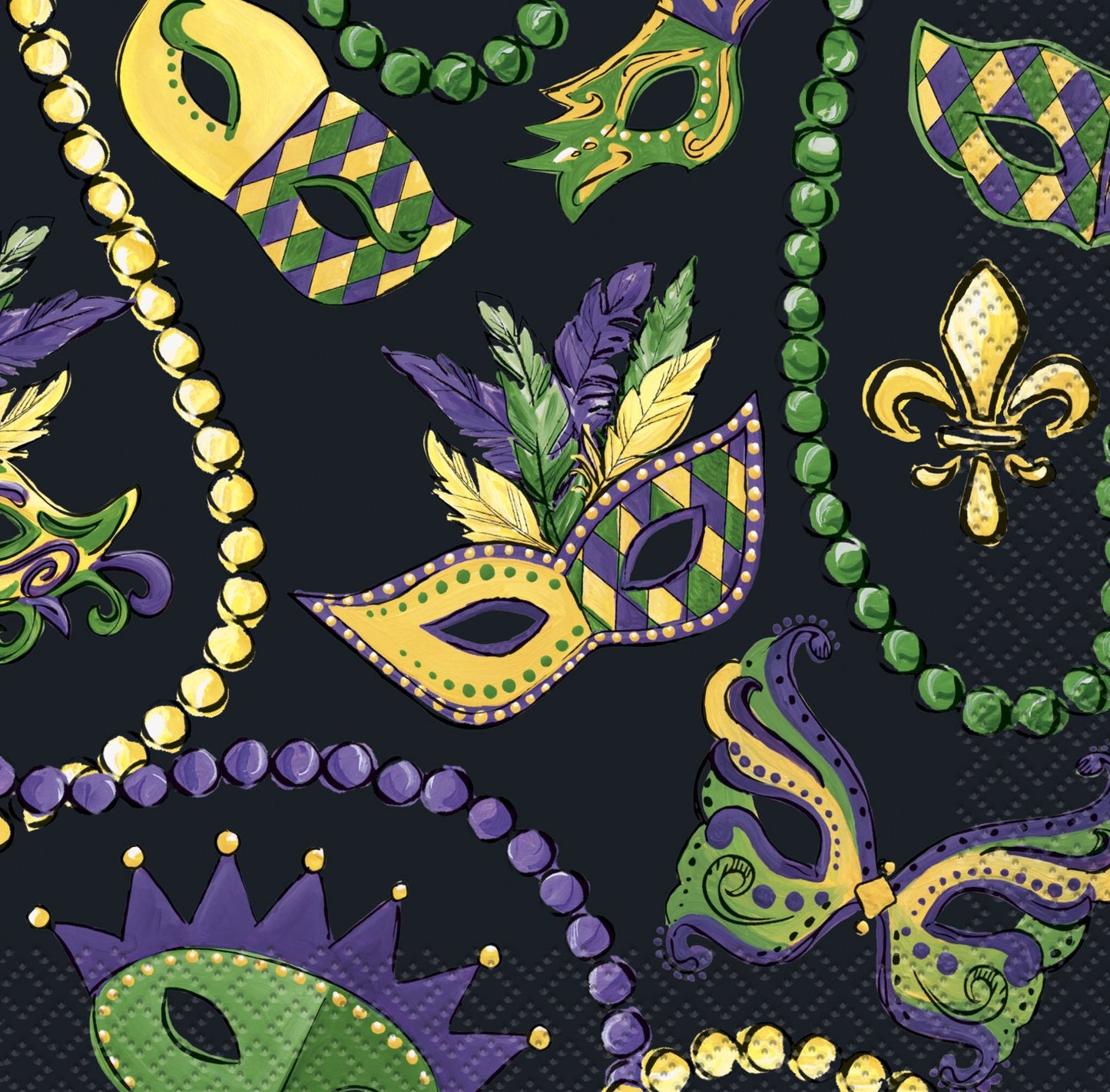 Mardi Gras Beverage Napkins  - 16ct