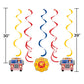 Flaming Fire Truck Fire Truck Swirl Decorations - 5ct