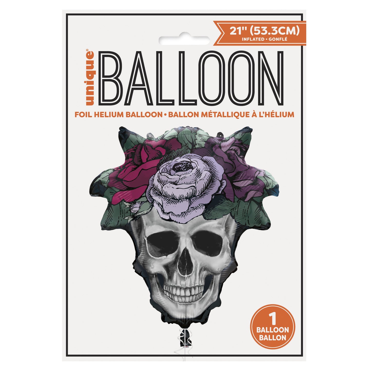 Floral Skull Day of the Dead Giant Shaped Foil Balloon - 23"