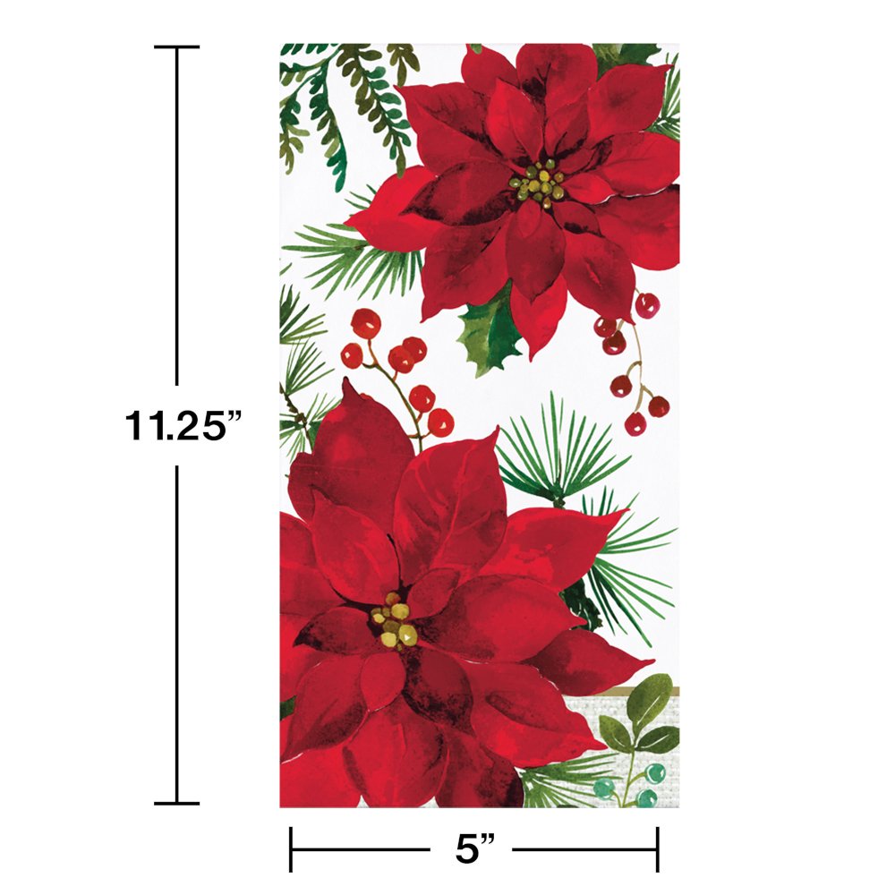 Posh Poinsettia Guest Towels - 16ct