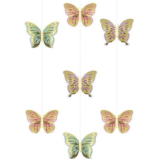 Butterfly Shimmer Hanging Decorations - 3ct