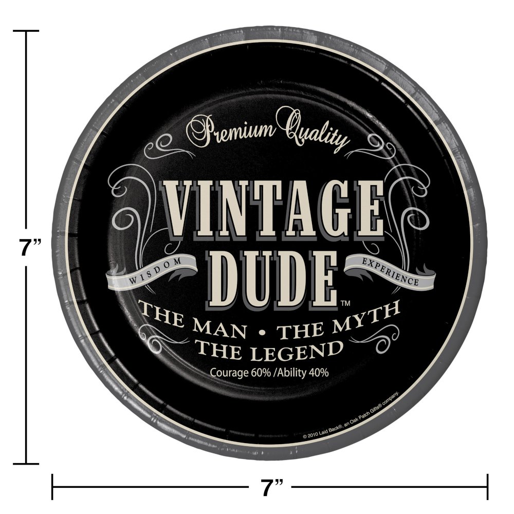 Vintage Dude 7" Round Paper Plates - 8ct