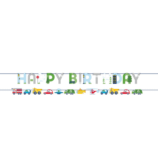 Transportation Time Happy Birthday Banner - 2ct