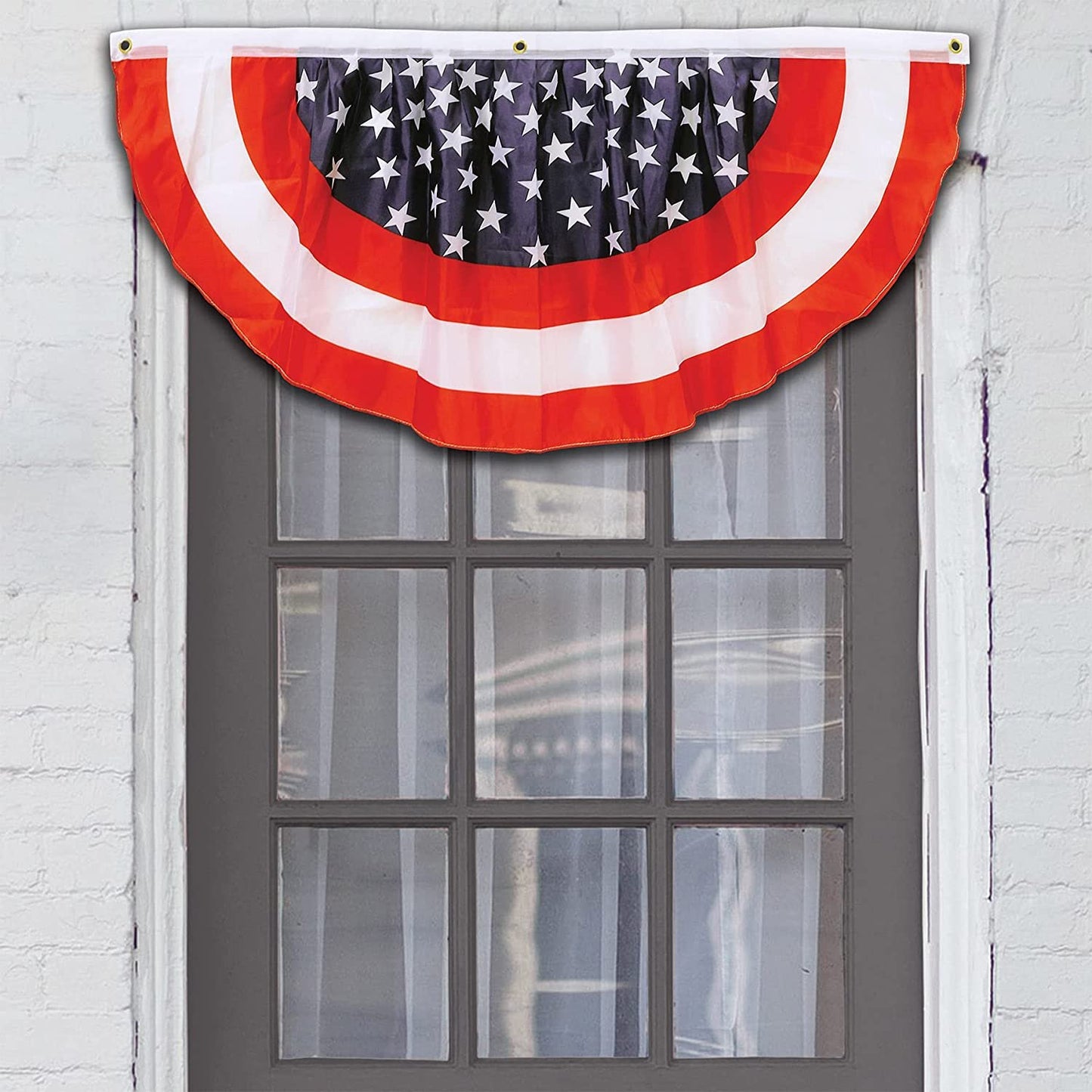 Patriotic Stars & Stripes Red, White, & Blue Fabric Bunting, 4-Feet, Pkg of 1