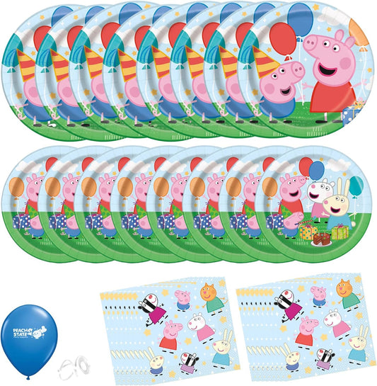 Peppa Pig Birthday Party Supplies Bundle | Peppa Pig Party Tableware | Peppa Pig Decorations | Peppa Pig Balloons