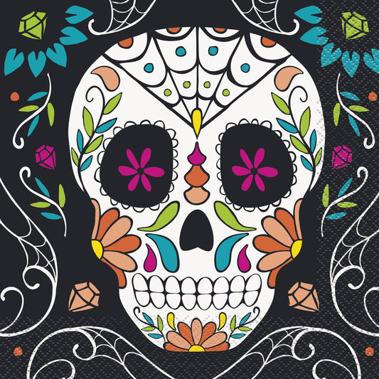 Skull Day of the Dead Luncheon Napkins - 20ct