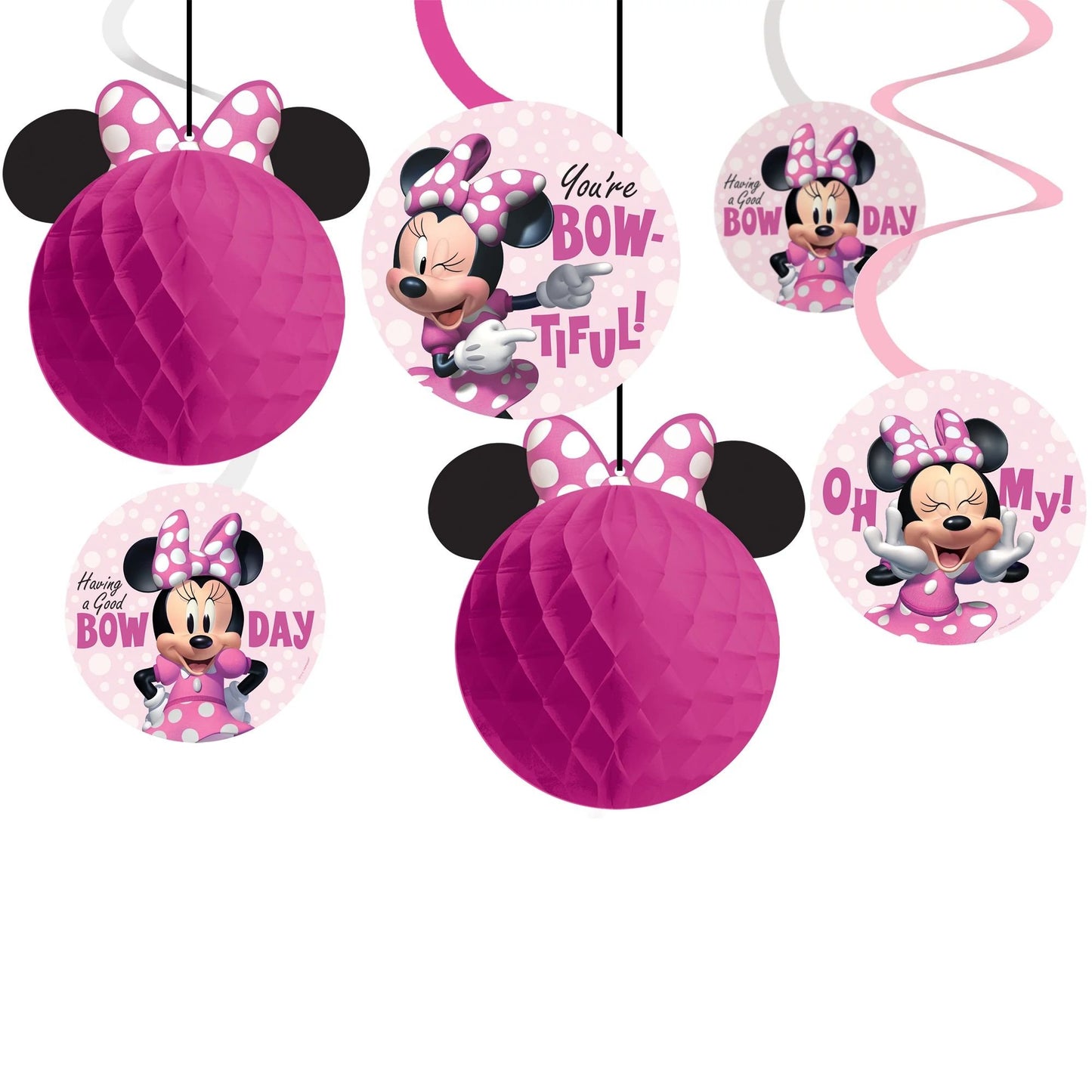 Minnie Mouse Forever Hanging Swirl Decorations - 12ct