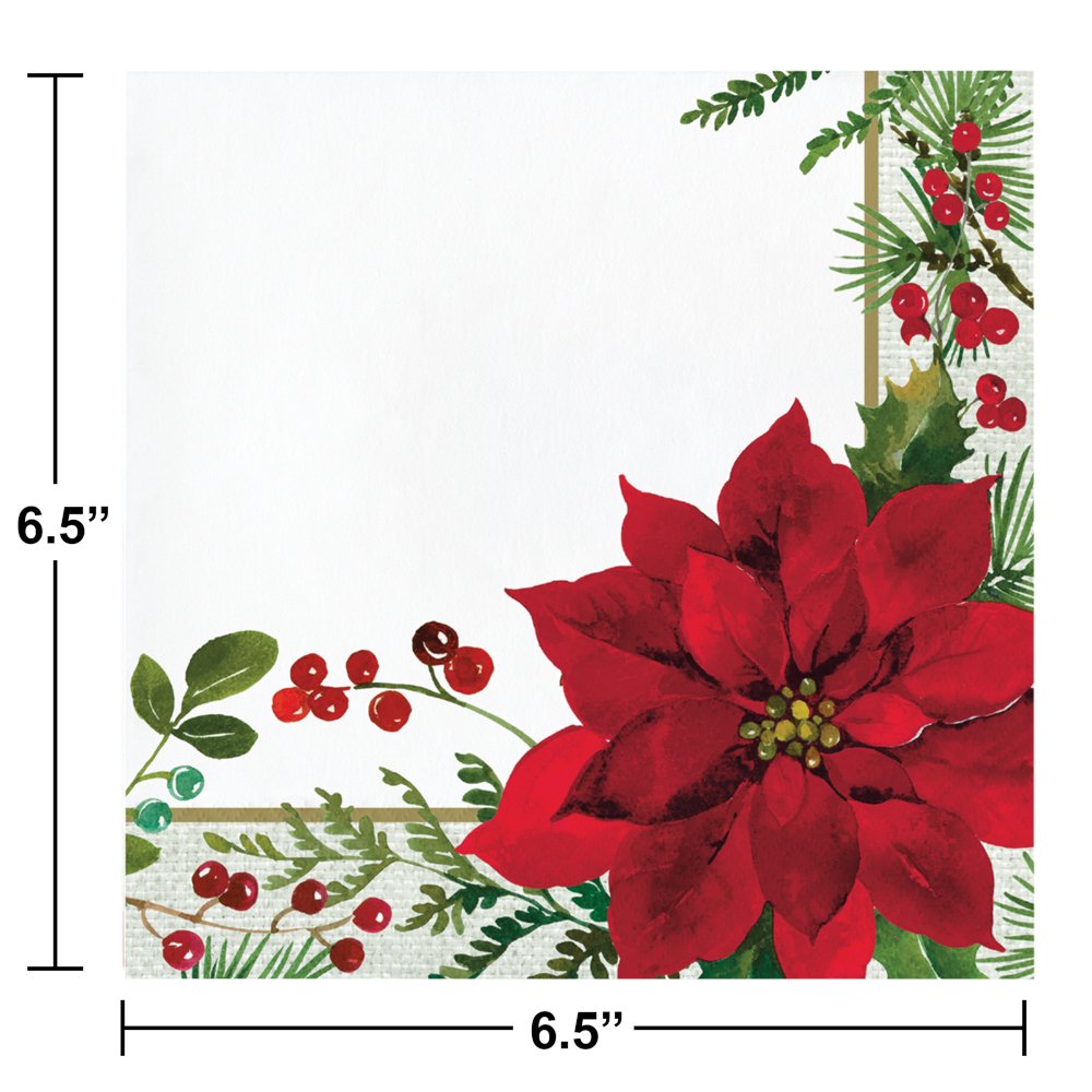 Posh Poinsettia Luncheon Napkins - 16ct