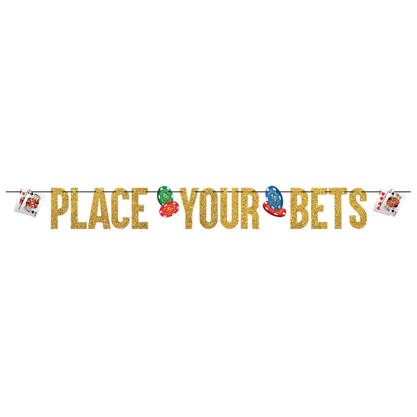 Casino Party "Place Your Bets" Letter Banner - 12ft