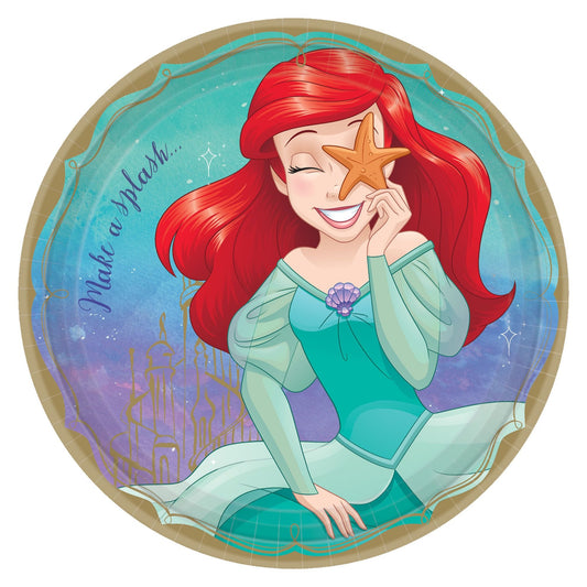 Ariel The Little Mermaid 9" Round Luncheon Plates - 8ct