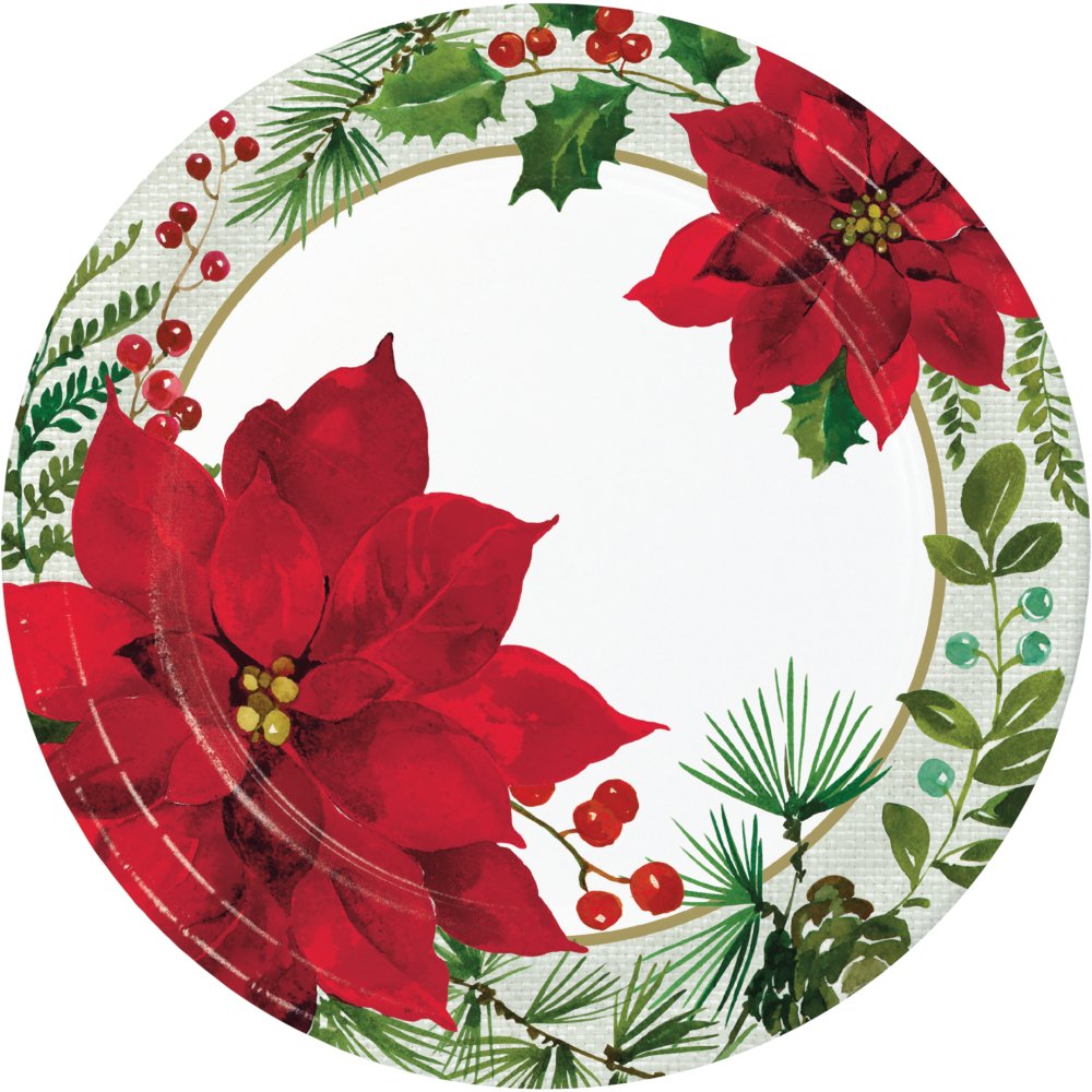 Posh Poinsettia Dinner Plates - 8ct