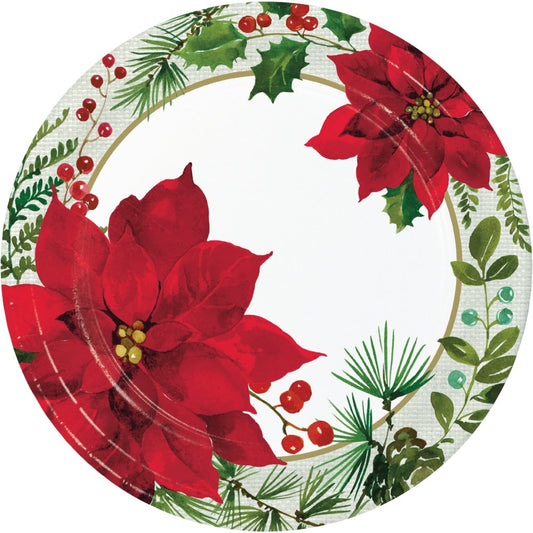 Posh Poinsettia Dinner Plates - 8ct