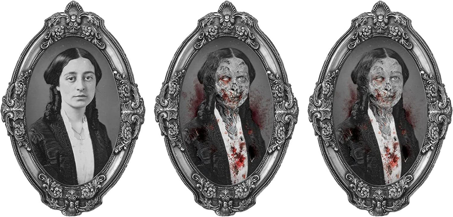 Creepy Woman Lenticular Portrait Halloween Decoration - 18" x 12" - 1 Pc.