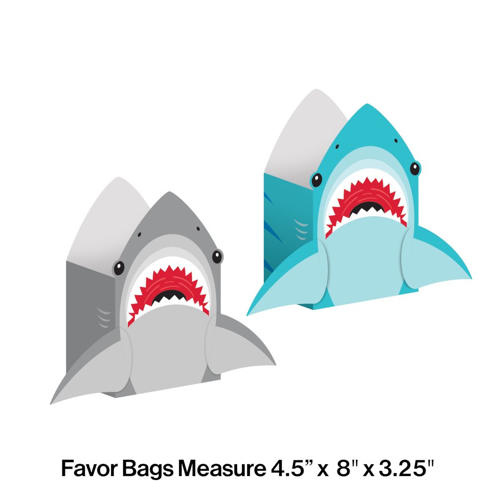 Shark Party Paper Treat Bags - 8ct