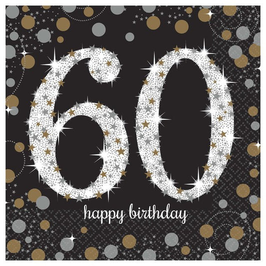 Sparkling Celebration 60th Birthday Luncheon Napkins - 16ct