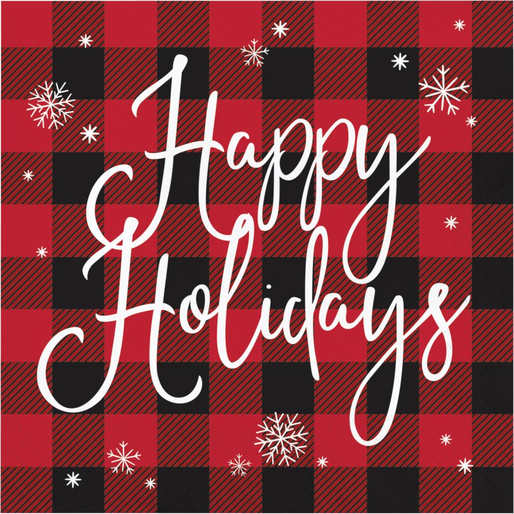 Buffalo Plaid Happy Holidays Luncheon Napkins - 16ct