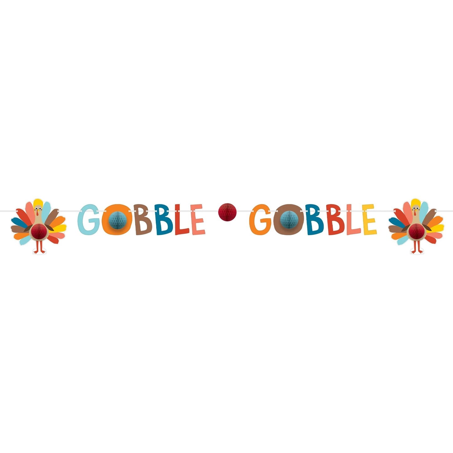 Happy Turkey Day Thanksgiving Honeycomb Banner - 1ct