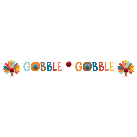 Happy Turkey Day Thanksgiving Honeycomb Banner - 1ct