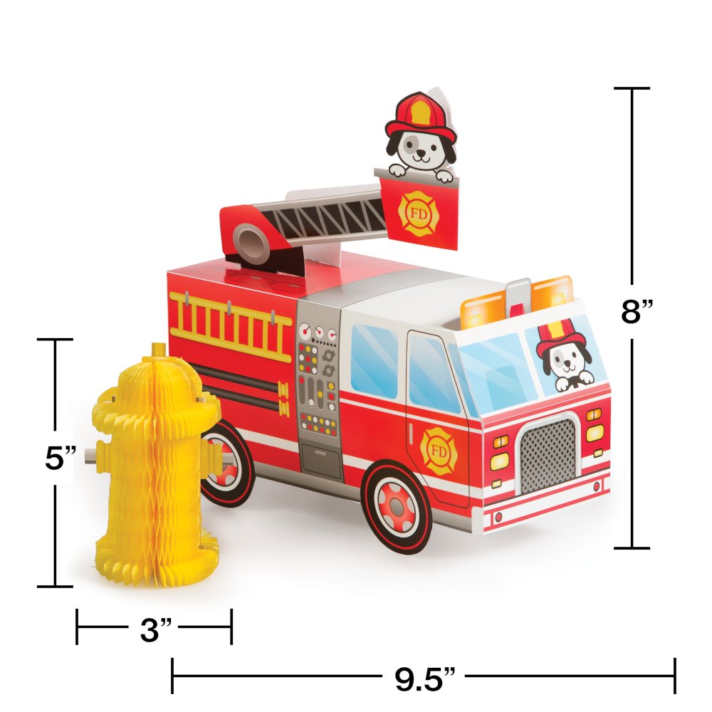 Flaming Fire Truck Fire Truck Centerpiece - 1ct