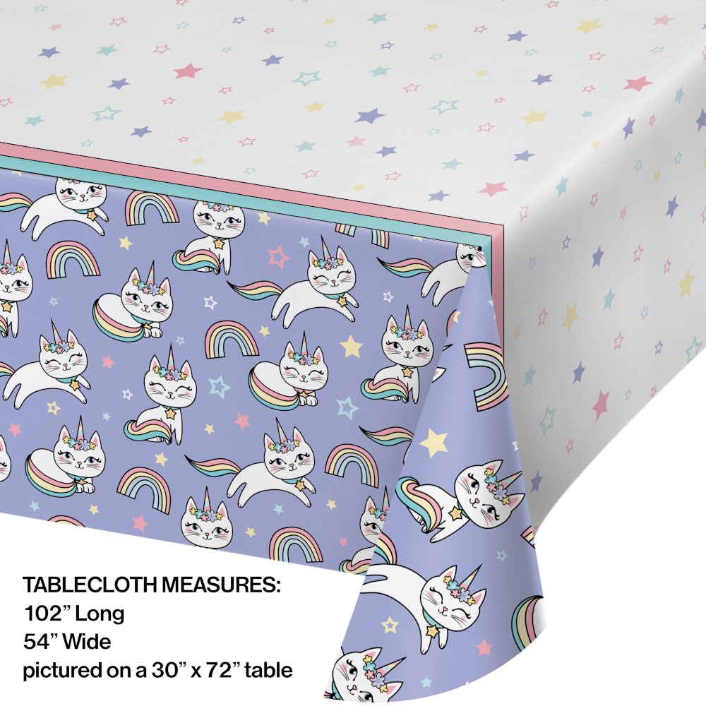 Kitty Cat Sassy Caticorn Paper Tablecover - 54" x 102"