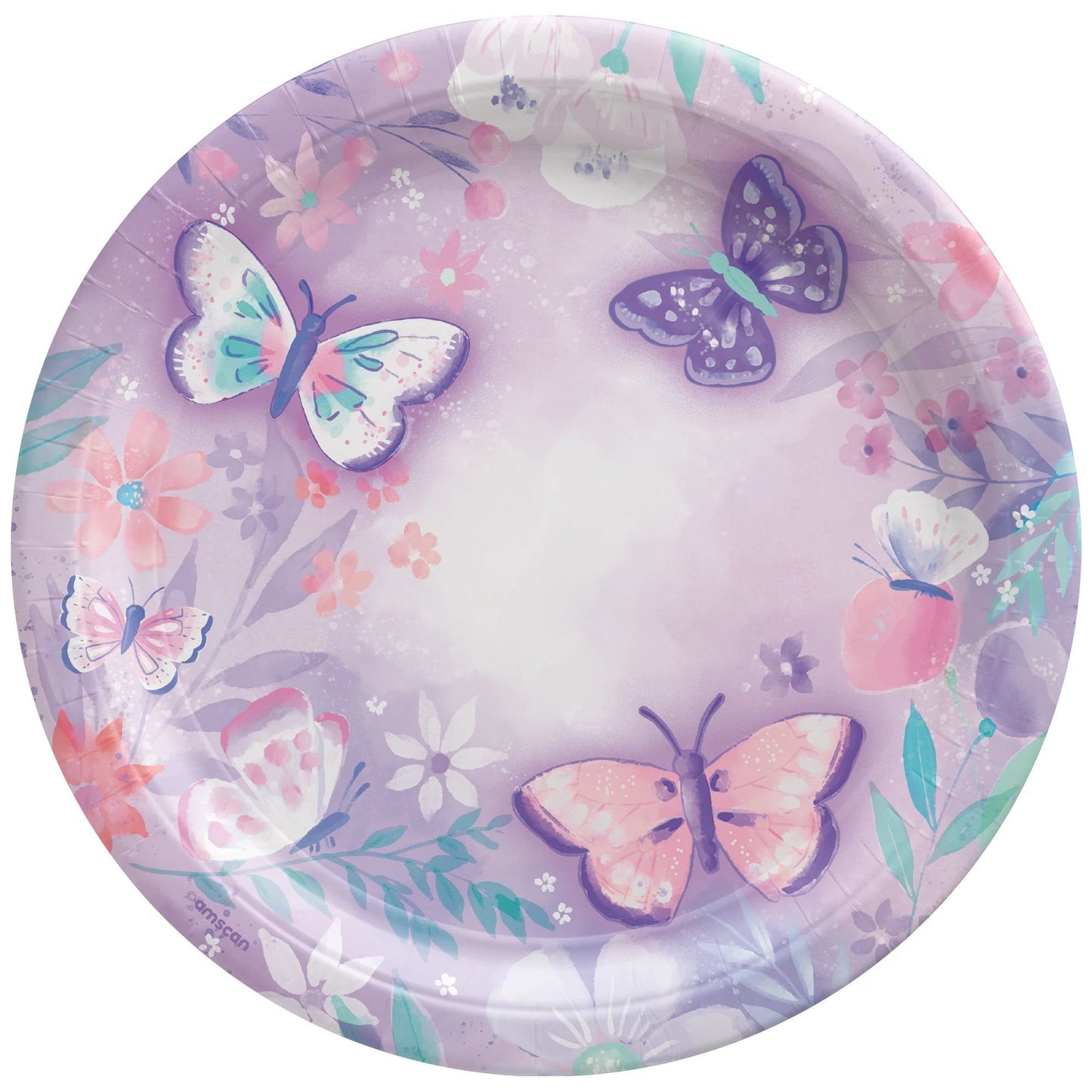 Butterfly Flutter 9" Round Paper Plates - 8ct