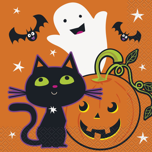 Halloween Cat & Pumpkin Luncheon Napkins - 16ct