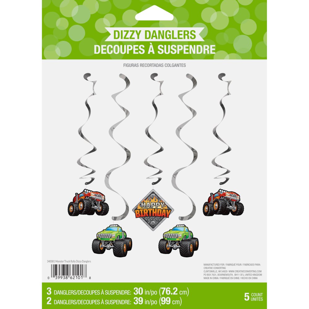 Monster Truck Rally Monster Truck Dizzy Danglers - 5ct