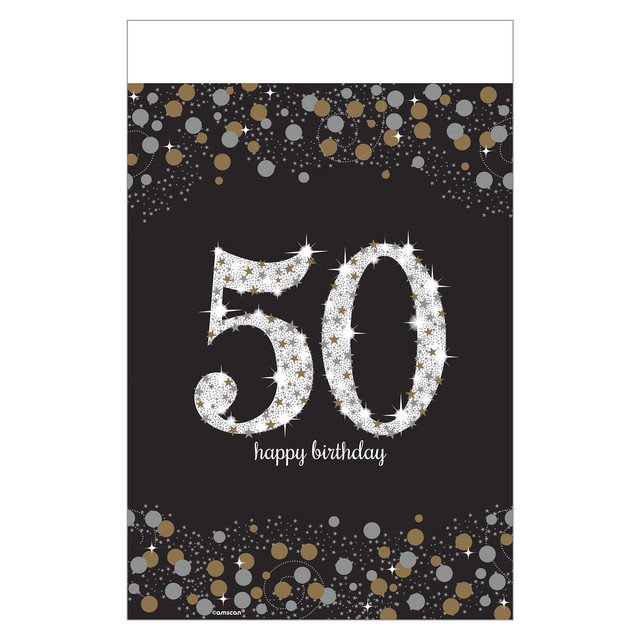 Sparkling Celebration 50th Birthday Plastic Table Cover - 54" x 102"