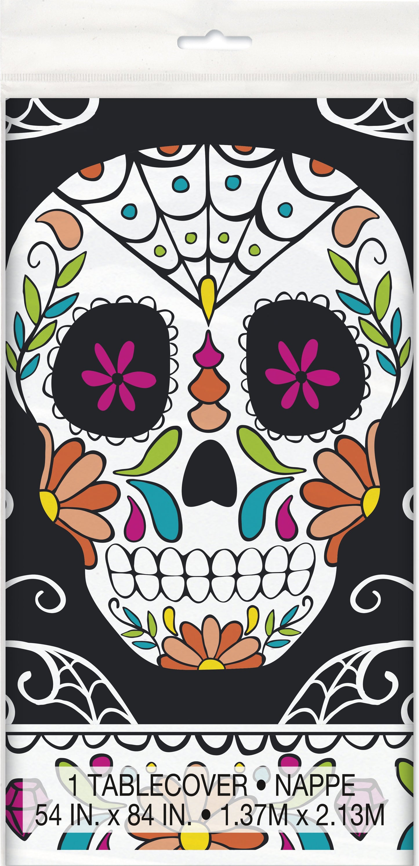 Skull Day of the Dead Rectangular Plastic Table Cover - 54" x 84"