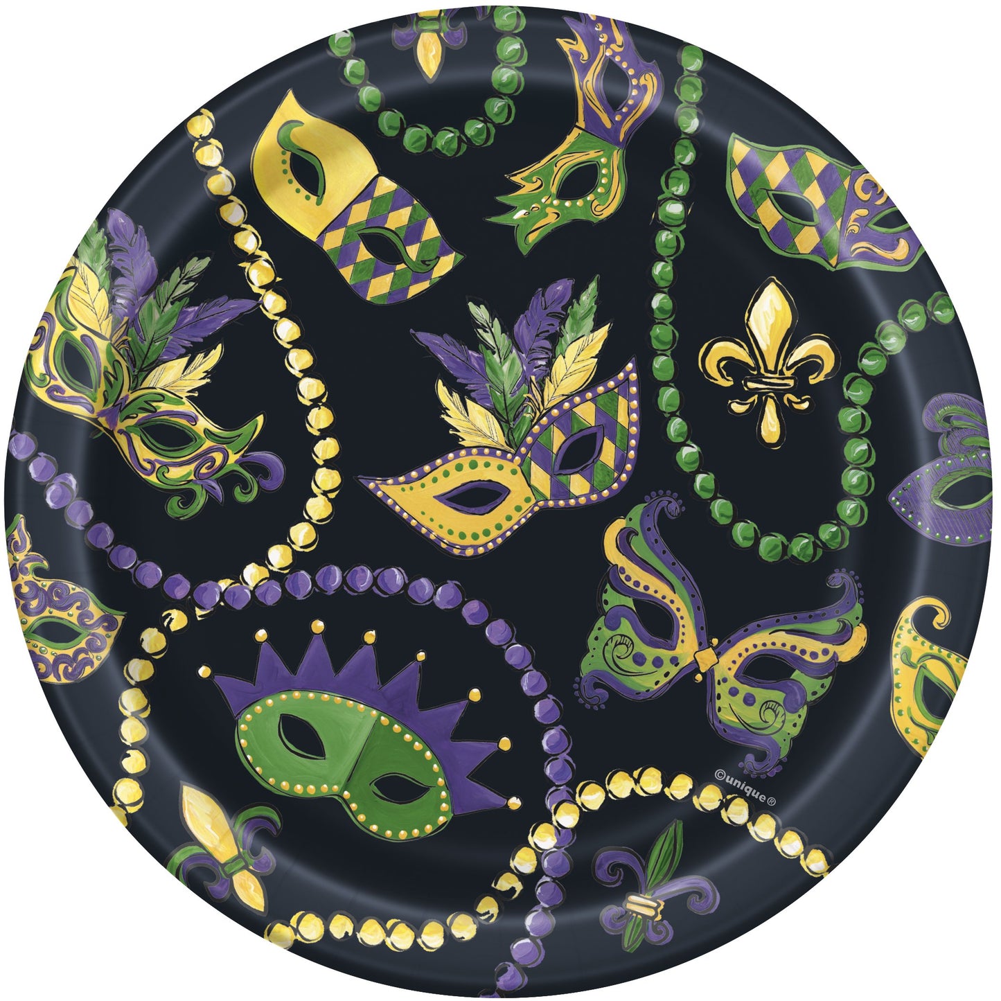 Mardi Gras  Round 7" Dessert Plates  - 8ct