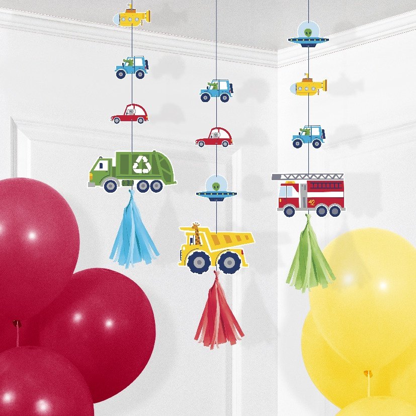 Transportation Time Hanging Cutouts w/ Tassels - 3ct