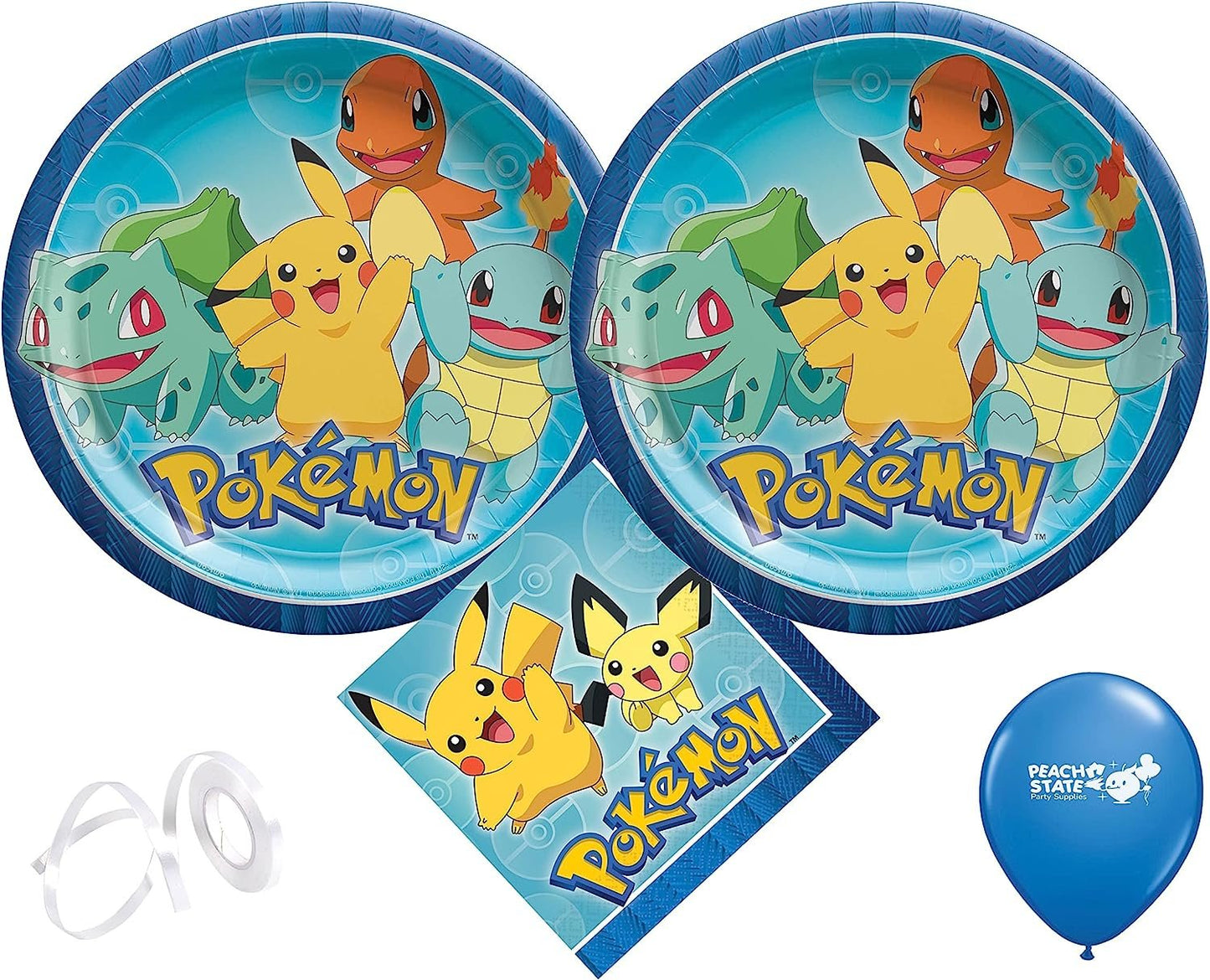 Amscan Pokémon Party Supplies Bundle with Plates and Napkins for 16 Guests