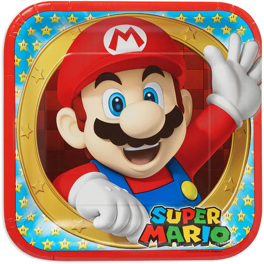 Super Mario Party 9" Paper Square Plates - 8ct