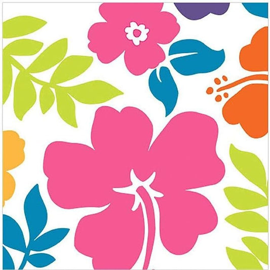 Hibiscus White Beverage Napkins - 100ct