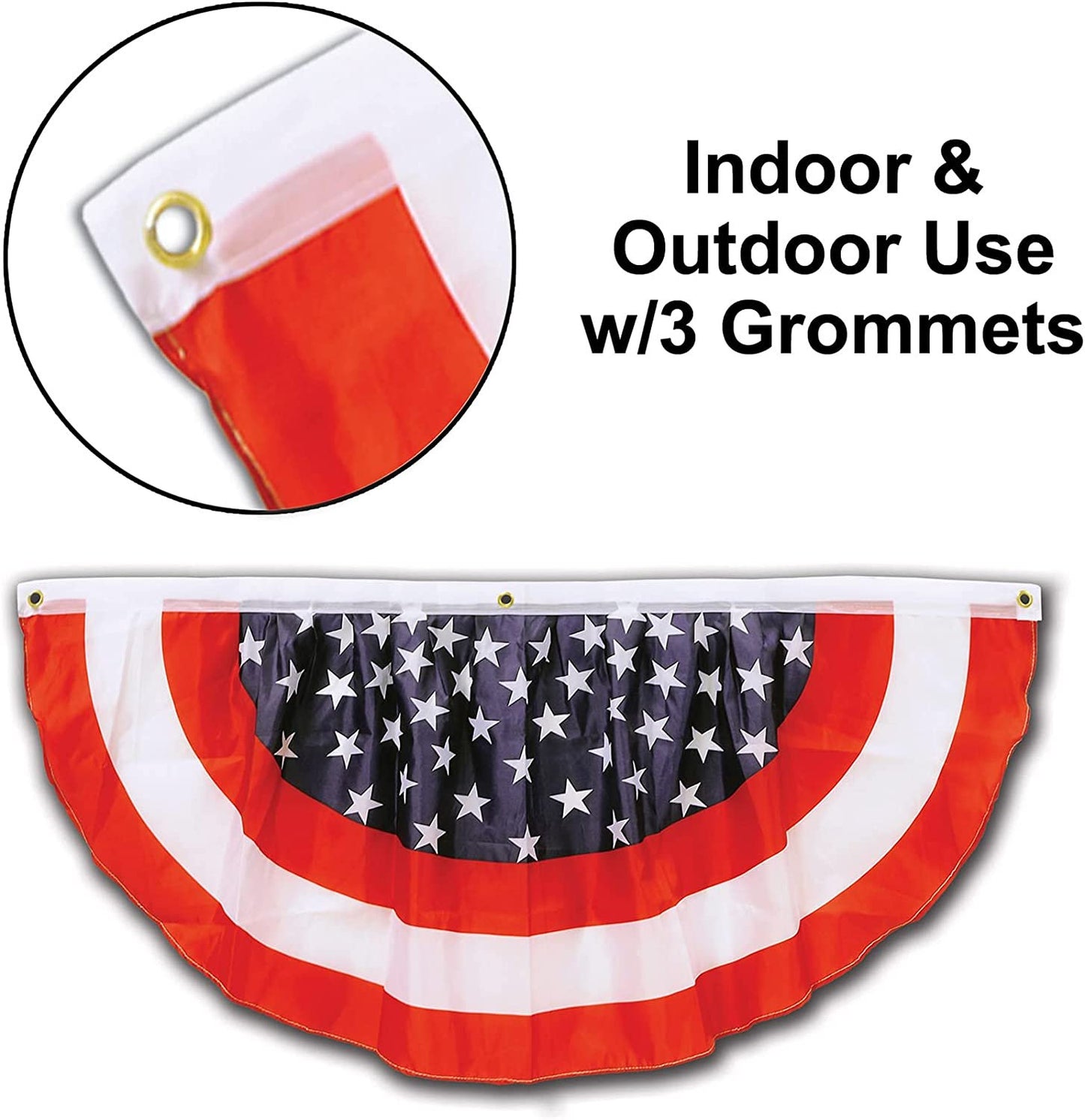 Patriotic Stars & Stripes Red, White, & Blue Fabric Bunting, 4-Feet, Pkg of 1