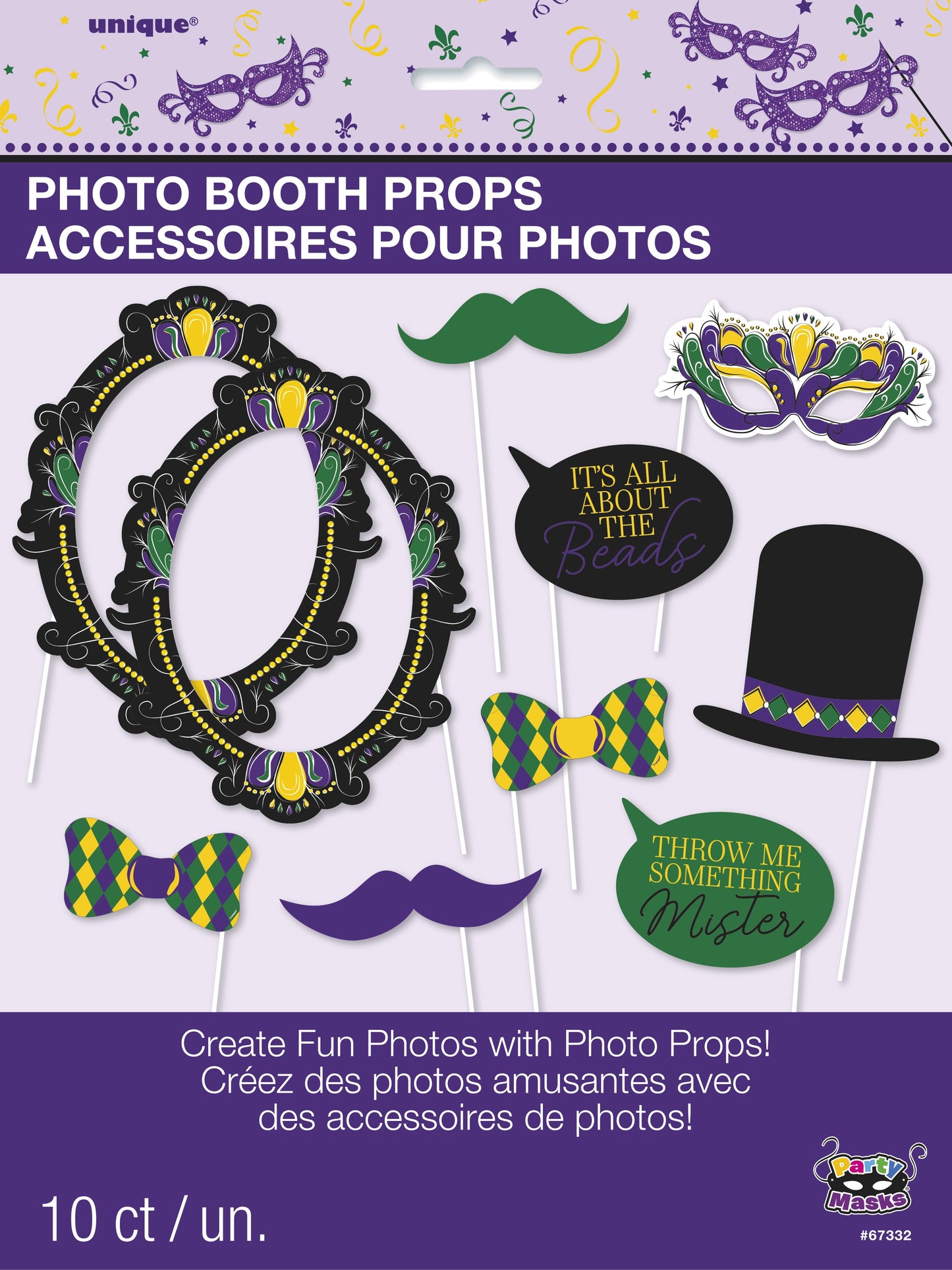 Mardi Gras Photo Booth Props  - 10ct