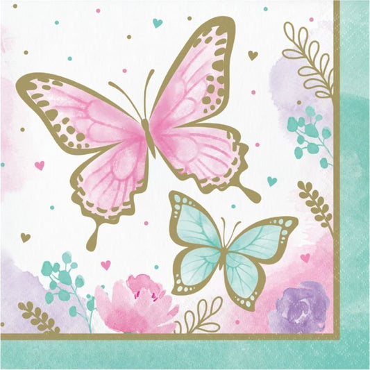 Butterfly Shimmer Luncheon Napkins - 16ct