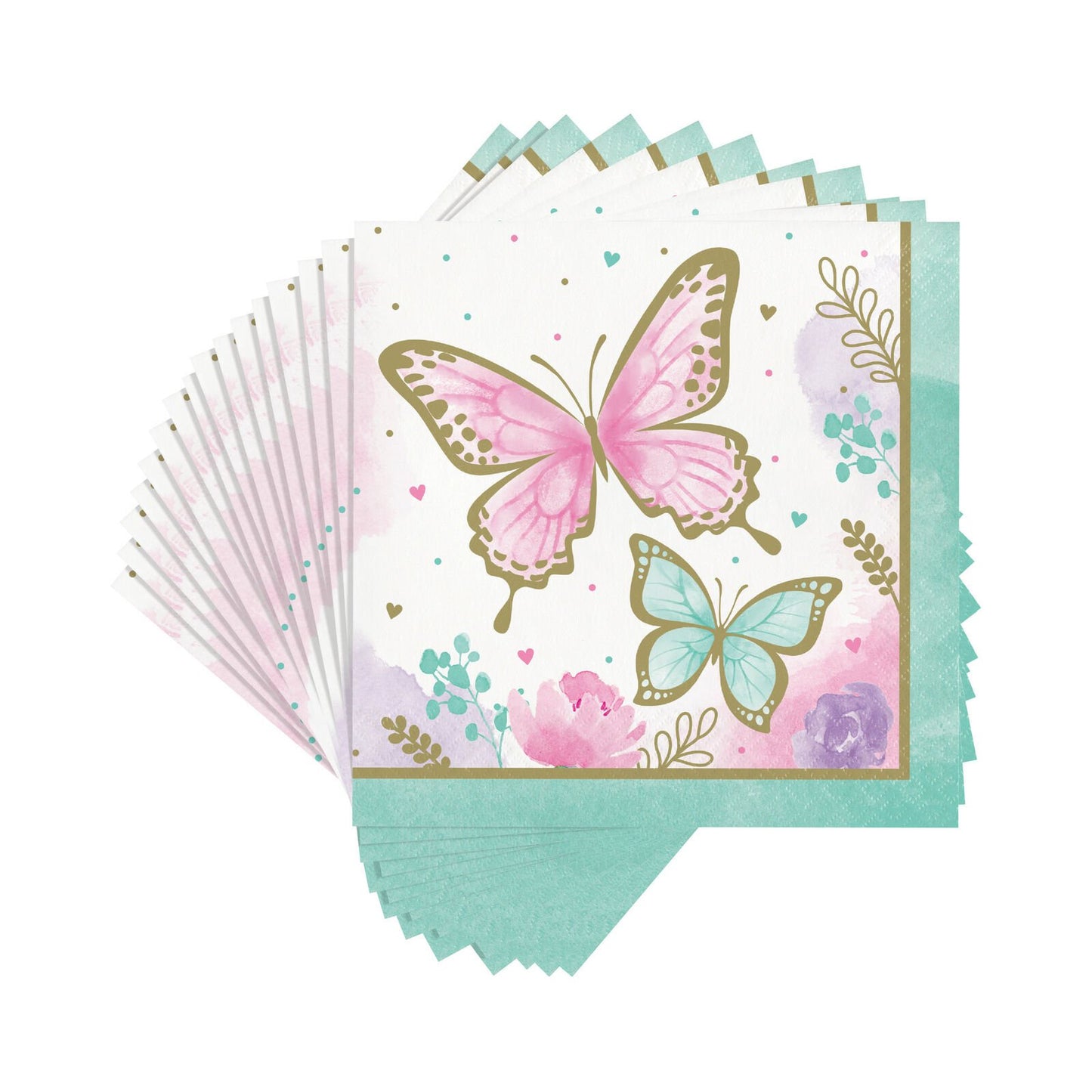 Butterfly Shimmer Luncheon Napkins - 16ct