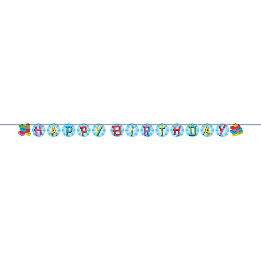 Block Bash Building Block Party Ribbon Banner Shaped - 1ct