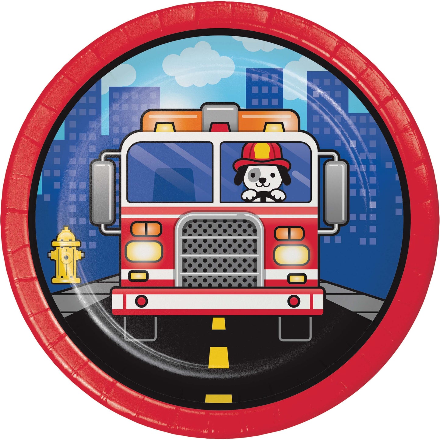 Flaming Fire Truck Fire Truck Dessert Plates - 8ct