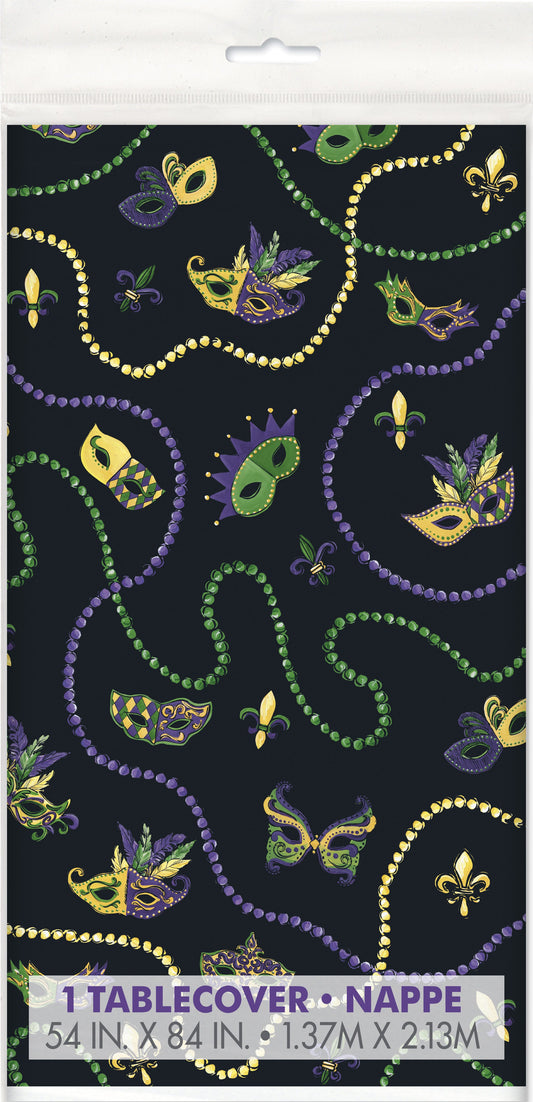 Mardi Gras Rectangular Plastic Table Cover  - 54" x 84"