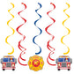 Flaming Fire Truck Fire Truck Swirl Decorations - 5ct