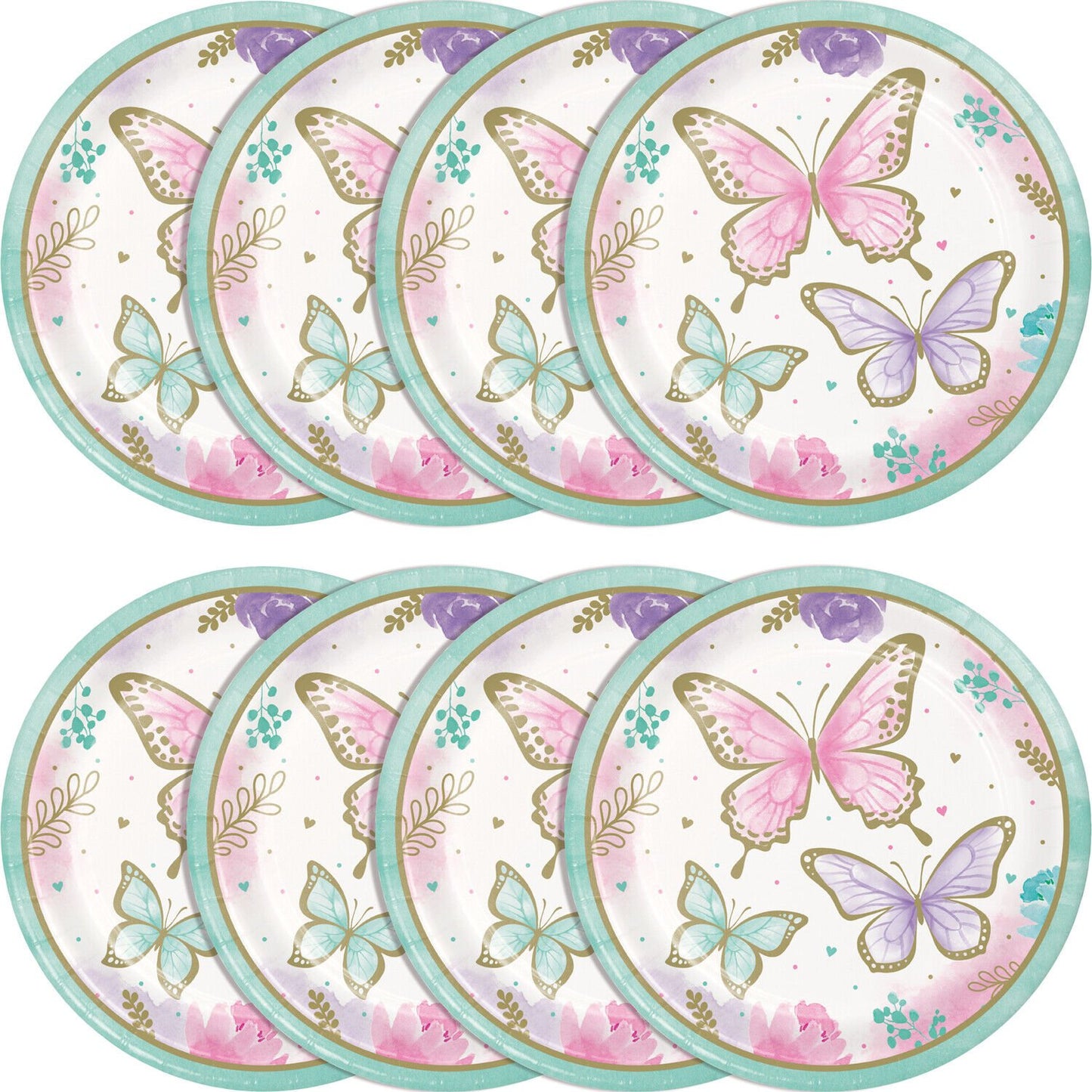 Butterfly Shimmer Paper Plates - 8ct