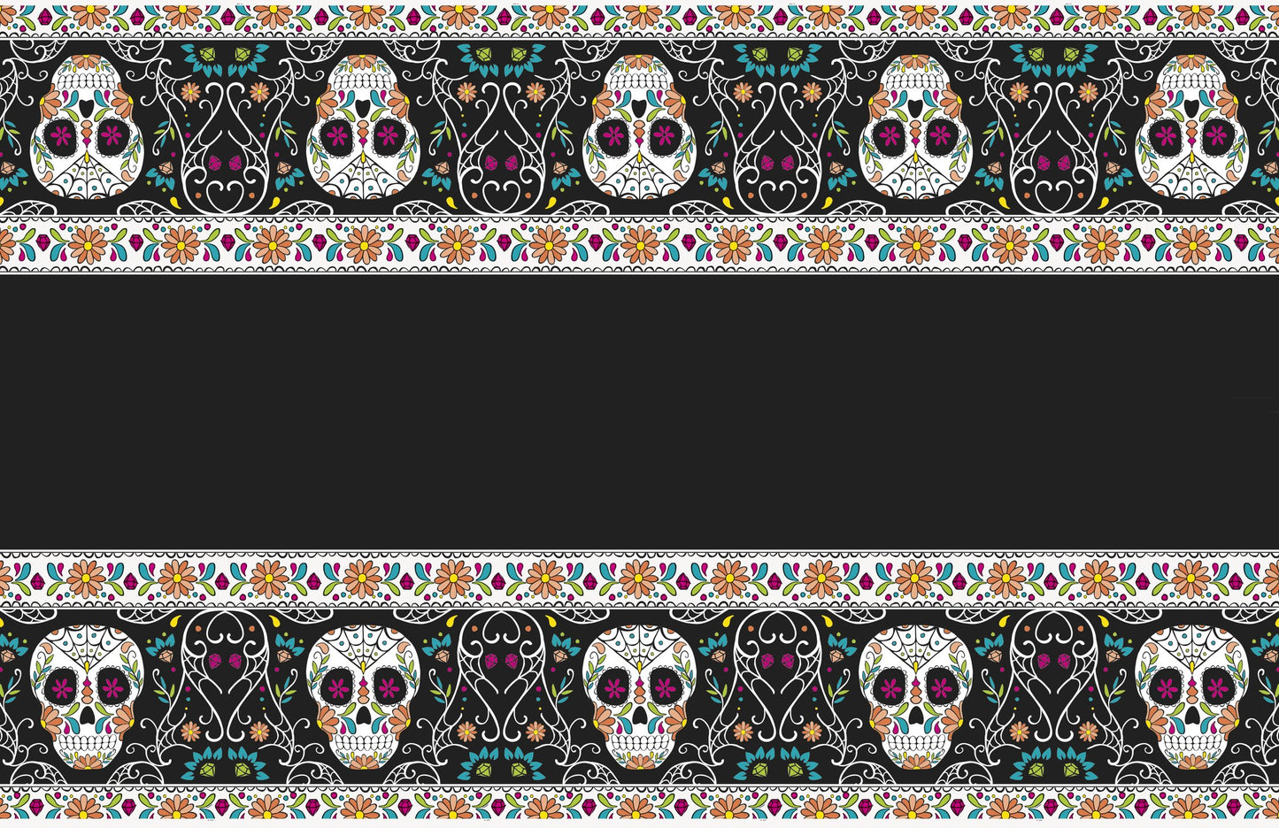 Skull Day of the Dead Rectangular Plastic Table Cover - 54" x 84"