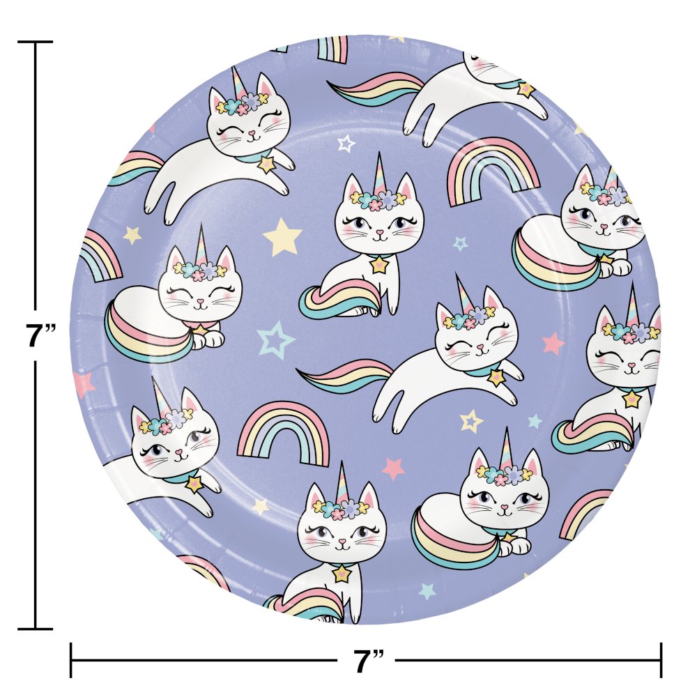 Kitty Cat Sassy Caticorn 7" Dessert Plates - 8ct