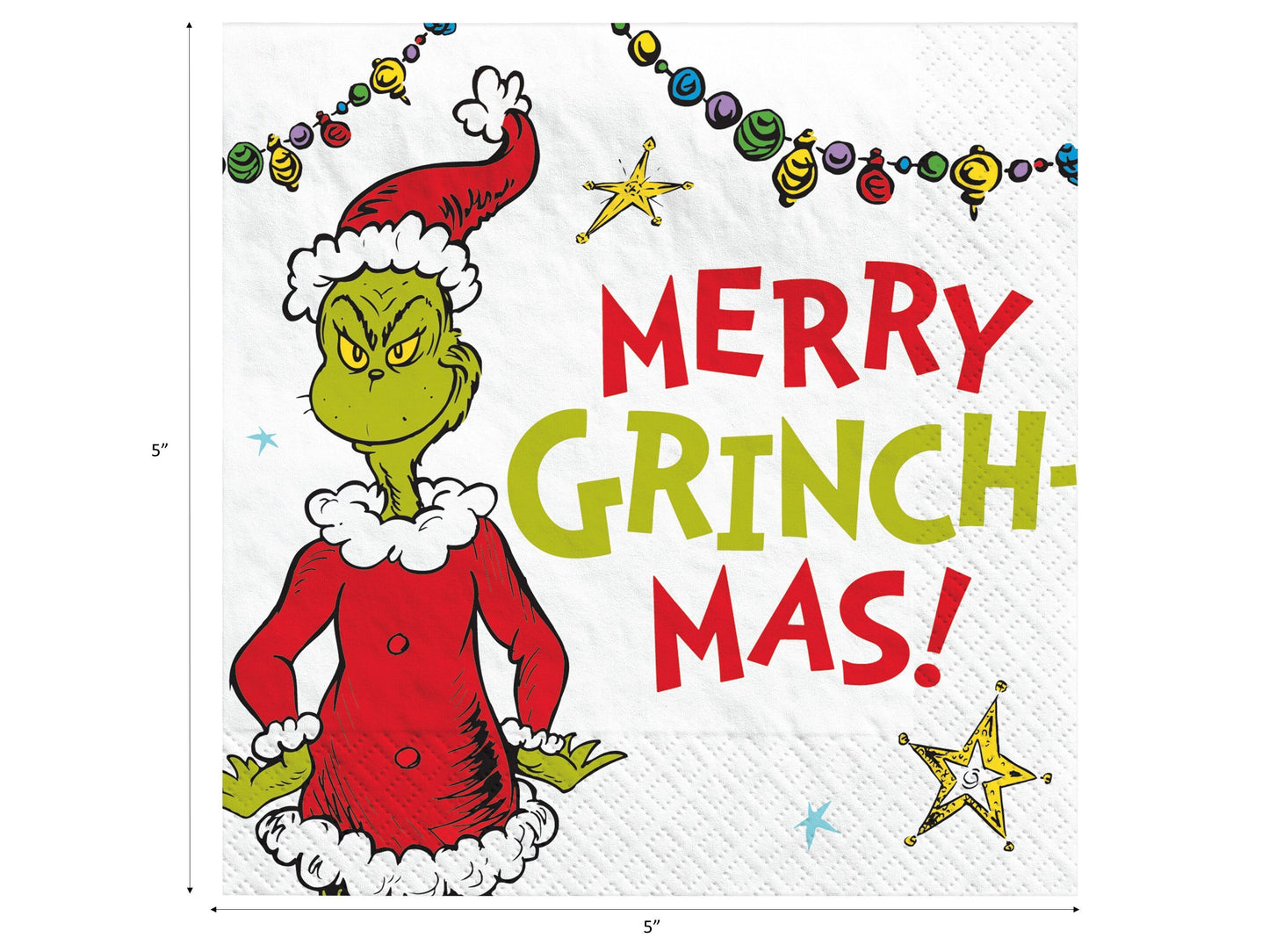 Dr. Seuss The Grinch Christmas Beverage Napkins - 16ct