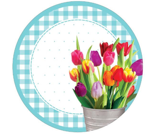 Spring Tulips 10" Round Paper Plates - 55ct