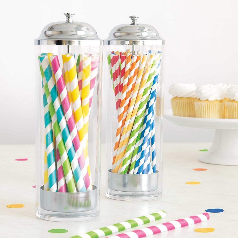 Assorted Striped Paper Smoothie Straws - 40 Pcs