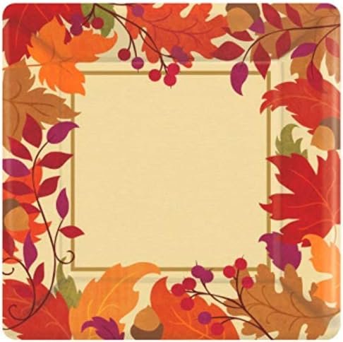 Festive Fall Square Dinner Plates - 18ct